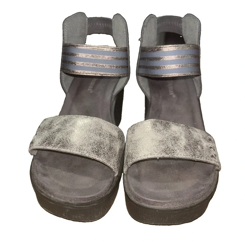 Pierre Dumas Hester Gray Womens 7.5 Metallic Platform Wedge Sandals Comfort Boho